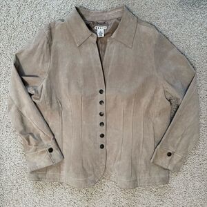 Vintage Women's Leather Jacket Suede Tan 1X